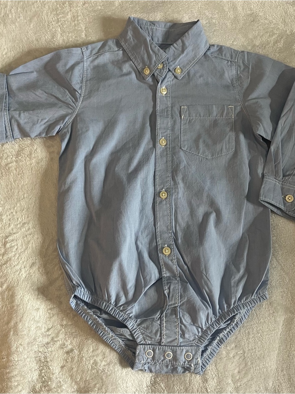 Carter's Light Blue Button-Front Baby Oxford Onesie Bodysuit Shirt Sz 24M